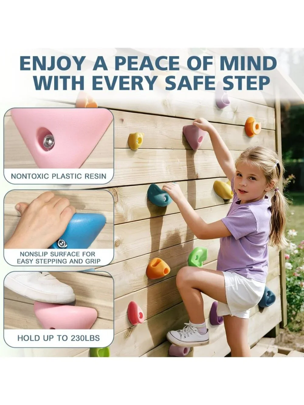 New 32Pcs Rock Climbing Holds, Multi Size Climbing Wall Grips for Kids Adults